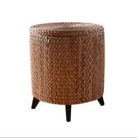 Meubles de salon, meubles de chambre, tabouret de rangement, gourde d'eau naturelle, pouf circulaire avec couvercle, repose-pieds