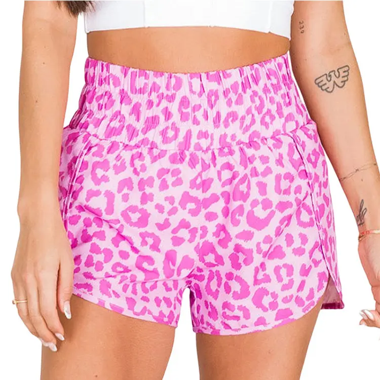 New Summer Casual Hot Sale Women's Pink Leopard Checked Shorts