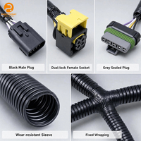 Produsen Kabel Harness Otomotif Khusus |   Rakitan Kabel OEM dengan Selubung PVC Bergelombang dan Konektor Tertutup, Berperingkat IP67, 24V DC untuk