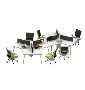 EKL Modular Mesa de oficina <span class=keywords><strong>Trigle</strong></span> Estación DE TRABAJO Escritorio con superficie MFC Marco de metal para 3 personas Estaciones de trabajo-para dormitorio Uso escolar - Product Image 2