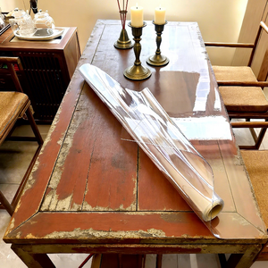 Rouleau de nappe en PVC sur mesure OEM, 16 pièces, motif floral, crocheté, en vinyle transparent avec support en tissu pour mariages - Product Image 1