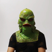 Masque de tête de monstre sirène en latex, réaliste et élastique, pour adulte, pour film, démon du lac noir, masque de poisson vert de piscine, mascarade, Festival Qixi