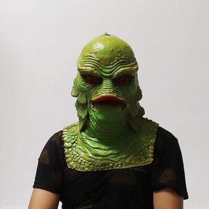 Máscara de Látex de Sirena, Monstruo, Hombre, Película, Demonio del Lago Negro, Piscina, Pez <span class=keywords><strong>Verde</strong></span>, Mascarada, Adulto, Festival Qixi, Realista, Elástica - Product Image 1