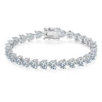 Bijoux de souhaits plaqué or blanc en argent sterling 925 0.5ct Heart Lab Created Moissanite Diamond Tennis Bracelet Femme