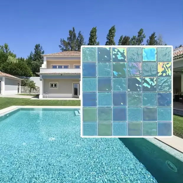 Azulejo de mosaico de cerâmica polido para piscina, azulejos de piso de mármore e porcelana, vidro profissional de fábrica