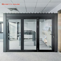 Estilo americano personalizado 6 paneles de vidrio puerta plegable patio exterior impermeable acordeón aluminio francés bi puertas plegables