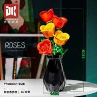 Ensemble de blocs de construction en forme de bouquet de roses, 249 pièces, modèle de fleurs avec vase, jouet d'assemblage DIY, cadeau pour la décoration de la maison, adultes, vente en gros