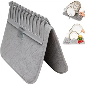 <b>Dish</b> Drying Mat <b>Rack</b> Folding Drain Pad for Kitchen Super Absorbent Foldable <b>Dish</b> Drying Mat with Stackable Shelf for Kitchen - Product Image 1