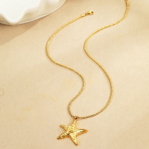 Colliers tendance en acier inoxydable avec pendentif étoile de mer personnalisé, texture métallique coréenne, bijoux fins pour femmes - Product Image 2