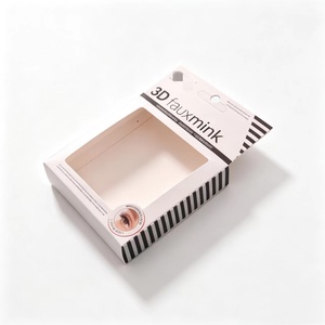 Scatola per Imballaggio Personalizzata Premium in Carta Argentata Ecologica e Resistente per Ciglia Finte con Foro Rotondo per Appendere - Product Image 1