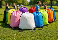 Sacs à dos de sport et de voyage personnalisables avec logo, réutilisables, durables, pour l'extérieur, et sacs de rangement intérieurs en polyester avec cordon de serrage