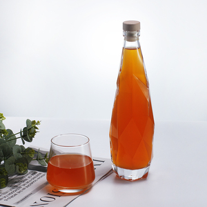 Bán Buôn Nhà Sản Xuất Độc Đáo Của Baijiu Rỗng Trong Suốt 350Ml 500Ml 750Ml Sang Trọng Kim Cương Hình Thủy Tinh Rượu Vang Chai Vàng Tem - Product Image 6