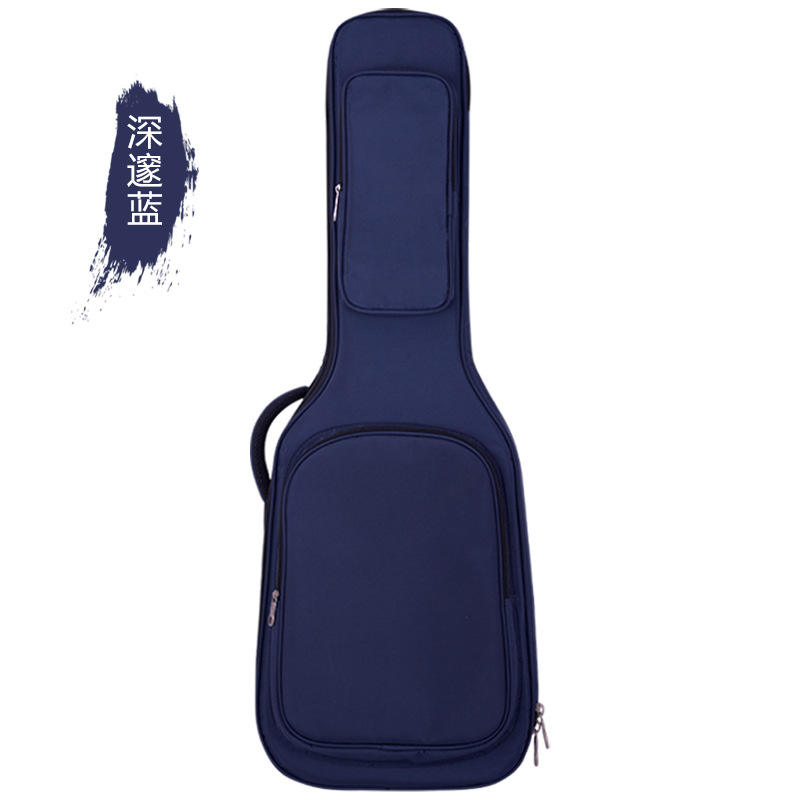 กระเป๋ากีตาร์ไฟฟ้าพร้อมซับในกำมะหยี่สีน้ำเงินเข้ม + ที่รองคอ