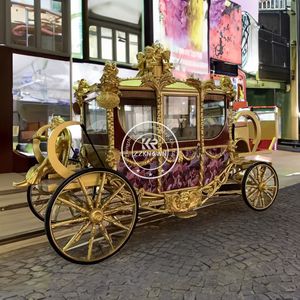 Chariot de mariage électrique à chevaux OEM spécial transport, couleur or, sculpture royale - Product Image 2