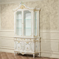 Armoire à vin de luxe en bois massif de style français, armoire peinte à la main pour le salon, présentoir et rangement mural à 2 portes