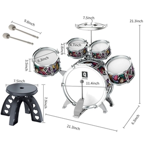 Wholesale Children Jazz <b>Drum</b> Kit 5‑Piece Percussion Toy Set Toddler Music Enlightenment Instrument <b>For</b> Gift - Product Image 2