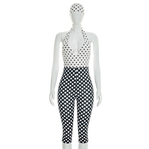 BH1746 Nuova Collezione Abbigliamento <span class=keywords><strong>Donna</strong></span>, <span class=keywords><strong>Tuta</strong></span> <span class=keywords><strong>Aderente</strong></span> Sexy a Pois Bianchi e Neri, Semplice e Creativa - Product Image 6