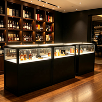 Vitrine multifonctionnelle pour cartes à collectionner Fanghua avec cadre métallique, panneau en bois et verre, éclairage LED et roulettes