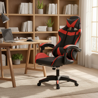 Chaise de jeu ergonomique en cuir du fabricant, fonction rotative, hauteur réglable, design confortable avec repose-pieds