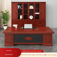 Ensemble de bureau de direction classique moderne en bois, bureau en forme de L avec bibliothèque, mobilier de bureau modulaire de luxe respectueux de l'environnement