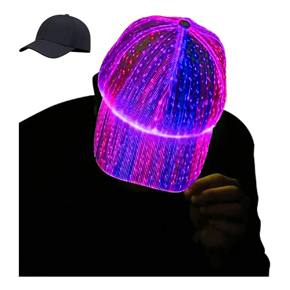 LED Fiber Optic Luminous Men Cap Music Festival Xmas Halloween Hip Hop Hat Holiday Performance Party Baseball hat