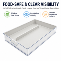 Plateau de rangement rectangulaire en plastique moulé par injection, sans BPA, multifonction, détachable, avec poignée et séparateur réglable pour réfrigérateur - Grande Vente