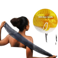 Éponge de bain exfoliante moderne en filet africain avec poignée en corde pour le gommage corporel sous la douche