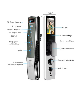Aiendi cao cấp chất lượng thông minh Khóa Cửa Vân Tay thời gian thực Video intercom nhận dạng khuôn mặt khóa thông minh hỗ trợ usmart đi ứng dụng - Product Image 5