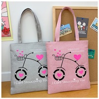 Sac à main en lin réutilisable à prix avantageux, grande capacité, avec fermeture éclair, pour l'école des filles, sac à bandoulière avec poche intérieure