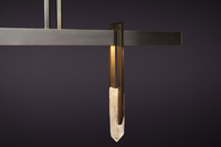 Lustre linéaire de luxe italien moderne et minimaliste en cristal de quartz et laiton avec LED pour table à manger, îlot de cuisine, villa