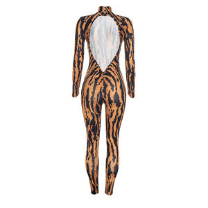 Viviblook D26JP305 Combinaison décontractée pour femmes, nouvelle combinaison imprimée dos nu à manches longues, sexy, une pièce, pour femmes - Product Image 6
