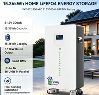 Batterie LiFePO4 51,2V 300Ah 15,36kWh, puissance nominale 5,12kW, charge/décharge 100A, RS485 CAN RS232, BMS intelligent, IP21, 6000 cycles