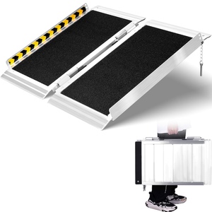 <span class=keywords><strong>Rampas</strong></span> Plegables Portátiles de Aluminio <span class=keywords><strong>para</strong></span> Sillas de Ruedas y Motocicletas con Revestimiento Antideslizante, Capacidad de 272 kg, Garantía de 12 Meses - Product Image 1