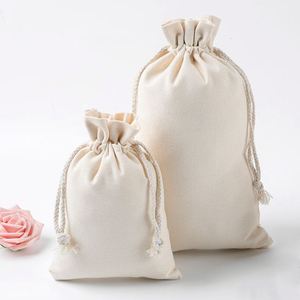 Sacs en mousseline 8x10 pouces, sacs en coton avec cordon de serrage, pochettes cadeaux en tissu, sachets pour bijoux - Product Image 3