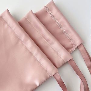 Pochette à cordon en faux satin rose pour bijoux, bague, boucles d'oreilles, sac cadeau pour pièces de monnaie, emballage élégant, léger, portable, logo personnalisé - Product Image 2