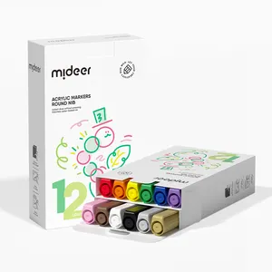 Mideer MD1256 akrilik markers sangat bulat warna nihb12 untuk anak-anak berwarna penanda sharpie