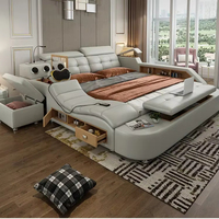 Modernes Multifunktionales Smart-Massagebett mit Großem Stauraum Aufladbarer Bluetooth-Lautsprecher Lederpolsterung Neues Design