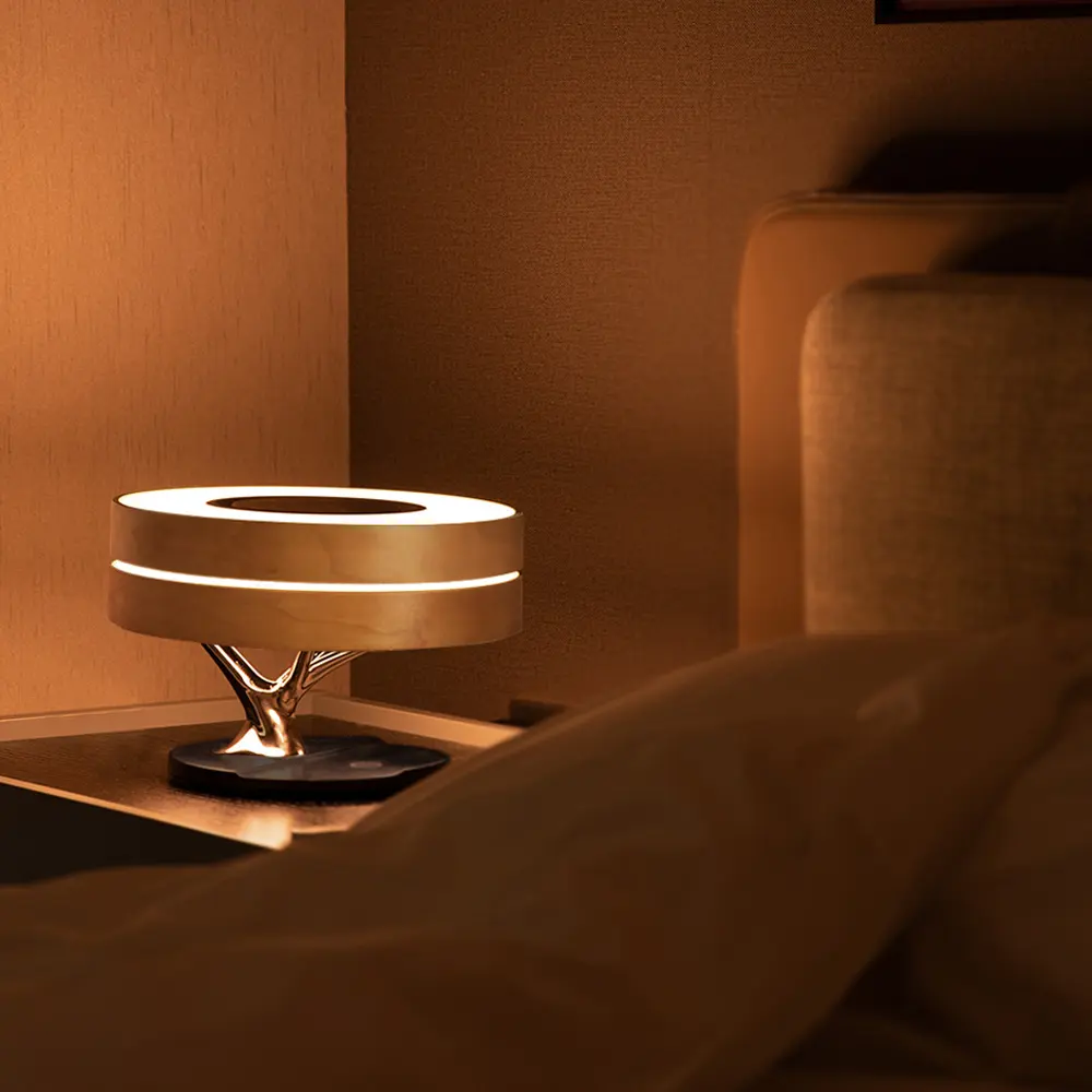 Amazon Tiktok Poplar Dropshipping Tree Desk Lamp with Wireless Charging BT Speaker Warm Light Table Lamp for smart home decor