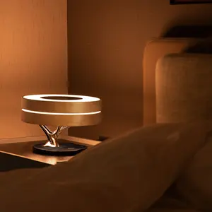 Amazon Tiktok – lampe de bureau en popeline avec haut-parleur bluetooth à chargement sans fil, lampe de Table à lumière chaude pour décoration de maison intelligente, livraison directe