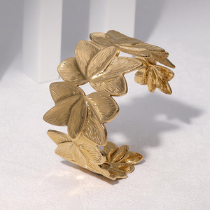Pulsera de Acero Inoxidable Hipoalergénica, Minimalista, de Lujo Ligero, con Diseño de Pétalos Abiertos, para Mujer, No se Deslustra - Product Image 4
