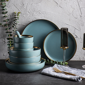 Proveedor <span class=keywords><strong>Chino</strong></span> de lujo al por mayor varios tamaños borde de oro ensalada sopa de arroz tazón de porcelana - Product Image 1