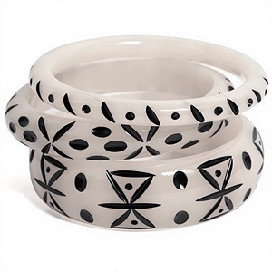 Nouveaux ensembles de bracelets en résine de haute qualité, ronds, peints à la main, design artistique, élégant, bijoux de mode pour femmes, pour mariage et fête - Product Image 4
