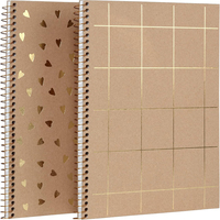 Conception personnalisée impression à la demande feuille d'or unique gaufrage fantaisie Kraft collage ligné cahier à spirale pour bureau fournitures scolaires
