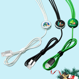 Năm Mới Vui Vẻ Giáng Sinh Biểu Tượng Tùy Chỉnh Quà Tặng Khuyến Mãi Thiết Lập 1.2M Nylon Bện Tinh Khiết Đồng 3-In-1 <span class=keywords><strong>USB</strong></span> Type-C Cáp LED Logo Nhanh Chóng - Product Image 5