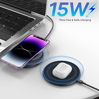 Chargeur sans Fil Rapide 15W Max Compatible avec iPhone Séries 16/16 Plus/16 Pro Max/15/14/13/SE/12 et Galaxy S24 5V/2A 9V/2