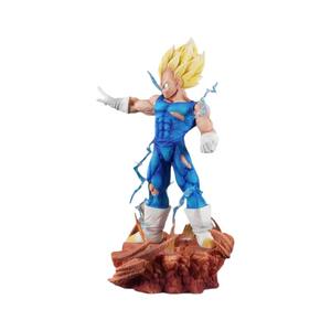 รูปปั้น DBZ เวเจต้า ซูเปอร์ไซย่าบลู GK พร้อมเอฟเฟกต์แสงสีฟ้าและฐานพื้นแตกในชุดต่อสู้แบบคลาสสิกสำหรับอนิเมะ - Product Image 1