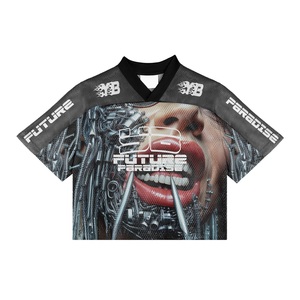 <span class=keywords><strong>Maglia</strong></span> da Football Americano Vintage Personalizzata Stile Streetwear con Stampa a Sublimazione Logo Marchio e Nome Club Taglio Boxy Crop in Tessuto a Rete - Product Image 1