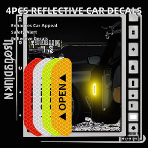 Calcomanía reflectante de advertencia de apertura de seguridad para puerta de coche, accesorio para Exterior e Interior de coche con cinta reflectora, juego de pegatinas para coche, 4 Uds. - Product Image 4