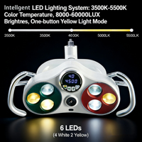 Lampe d'opération dentaire avec capteur et caméra vidéo, réglage 3500K-5500K, 8000-60000LUX, lumière chirurgicale adaptable au fauteuil dentaire