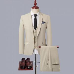 <span class=keywords><strong>Costume</strong></span> 3 pièces pour <span class=keywords><strong>homme</strong></span> avec revers plat à un bouton, pantalon et <span class=keywords><strong>gilet</strong></span> pour mariage <span class=keywords><strong>beige</strong></span> - Product Image 1